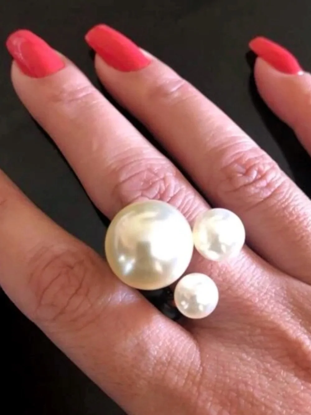 ✨3for$38  New Faux Pearl Trio Adjustable Statement Ring Pearl Illusion Cuff Ring